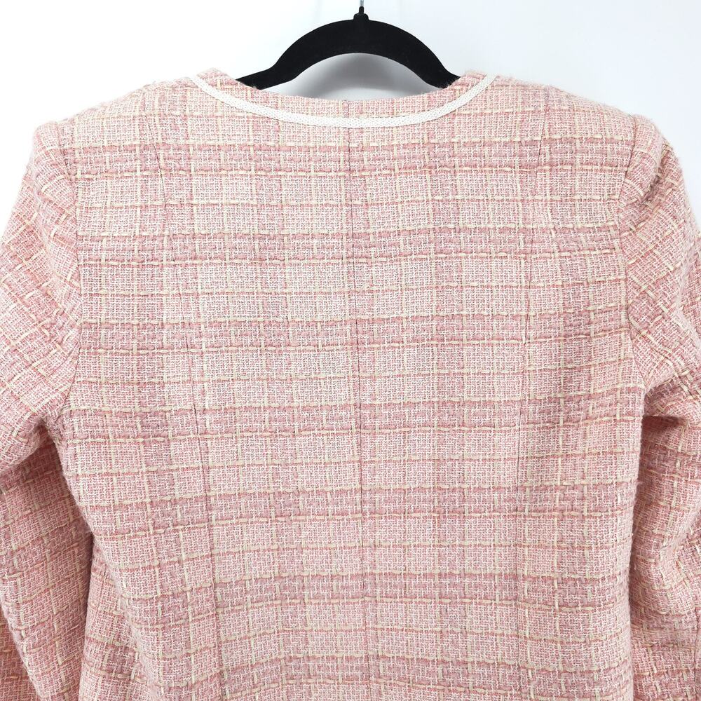 Jaclyn Smith 6 Vintage 90s Twee Quiet Luxury Coquette Tweed Fringe Short Blazer - Picture 9 of 16
